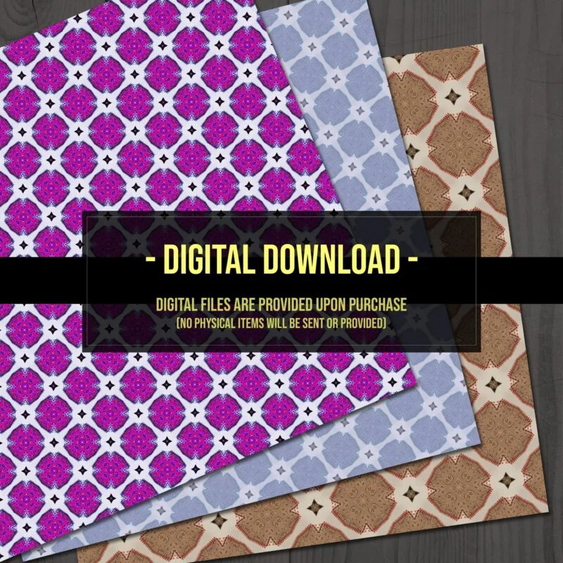 Abstract Tiles Scrapbook Printable Digital Paper Pack Instant Download Print At Home Junk Journal Pages Retro Commercial Use