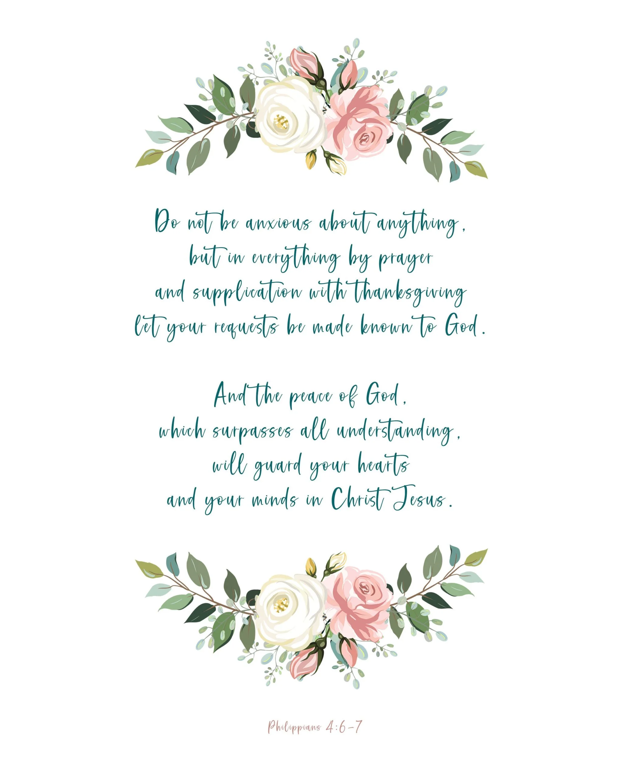 Printable Wall Art, Philippians 4, Bible Verse Wall Art, Floral Scripture Print, Christian Wall Art, Blessings For Family, Bible Verse Art - Image 2