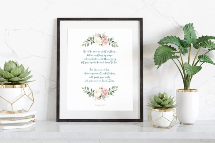 Printable Wall Art, Philippians 4, Bible Verse Wall Art, Floral Scripture Print, Christian Wall Art, Blessings For Family, Bible Verse Art