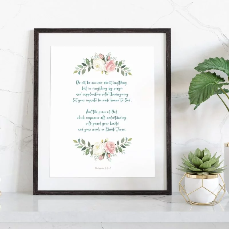 Printable Wall Art, Philippians 4, Bible Verse Wall Art, Floral Scripture Print, Christian Wall Art, Blessings For Family, Bible Verse Art