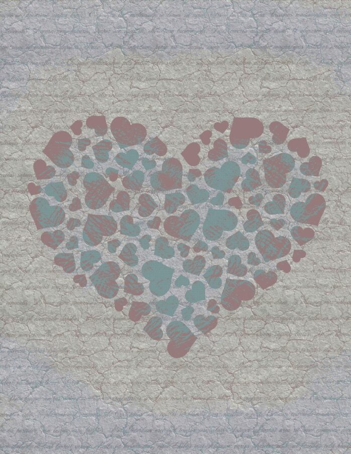 Junk Journal Printable Pages Valentine Heart Journal Print At Home Digital Paper Pack Instant Download Junk Journal Vintage Texture Paper - Image 2