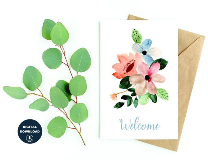 Welcome Card, 8.5in x 11in, Printable Cards, Instant Download, Blank Card, Friend, Co-worker, Mother, Father, Spouse, Girlfriend, Boyfriend