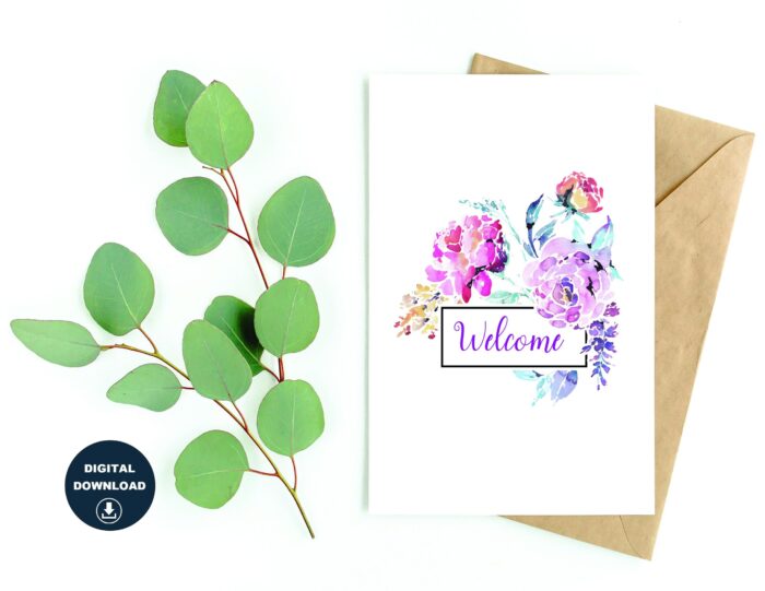 Printable Welcome Card Instant Download Blank Inside DIY Print At Home Card Welcome Co-worker Welcome Teacher Welcome Home Welcome Church