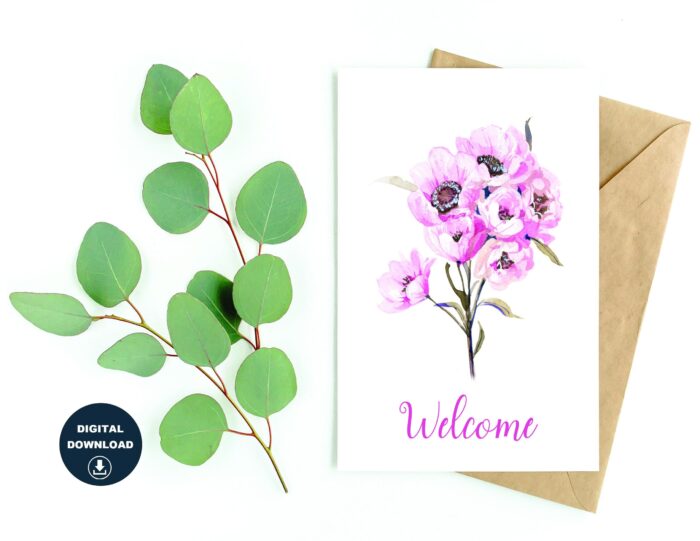 Printable Welcome Card Instant Download Blank Inside DIY Print At Home Card Welcome Co-worker Welcome Church Welcome Home Welcome Teacher