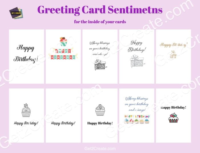 Birthday Sentiments for Cards - Set of 10, Printable Birthday Sentiments, Instant Download, Word Art, Inside of a Card, Birthday Wishes