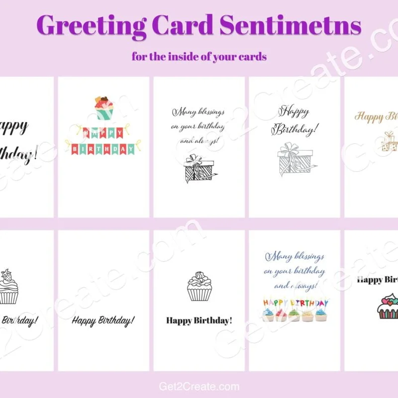 Birthday Sentiments for Cards - Set of 10, Printable Birthday Sentiments, Instant Download, Word Art, Inside of a Card, Birthday Wishes