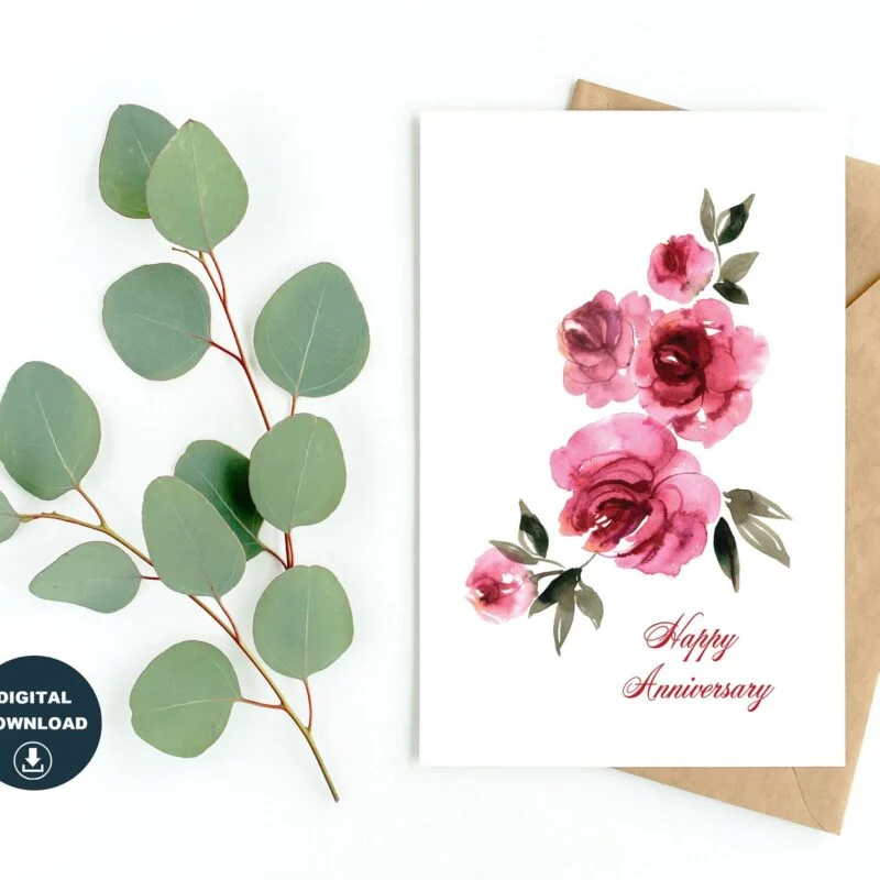 Anniversary Printable Card Instant Download Happy Anniversary Print At Home Greeting Card for Loved One Instant Printable Card for Spouse