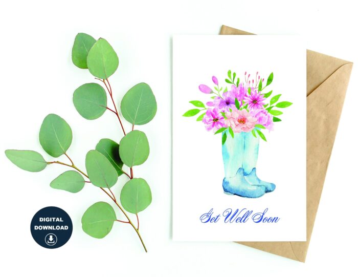 Get Well Printable Card Instant Download Get Well Soon Card Feel Better Note Blank Inside Various Card Sizes Great Card for Gardeners