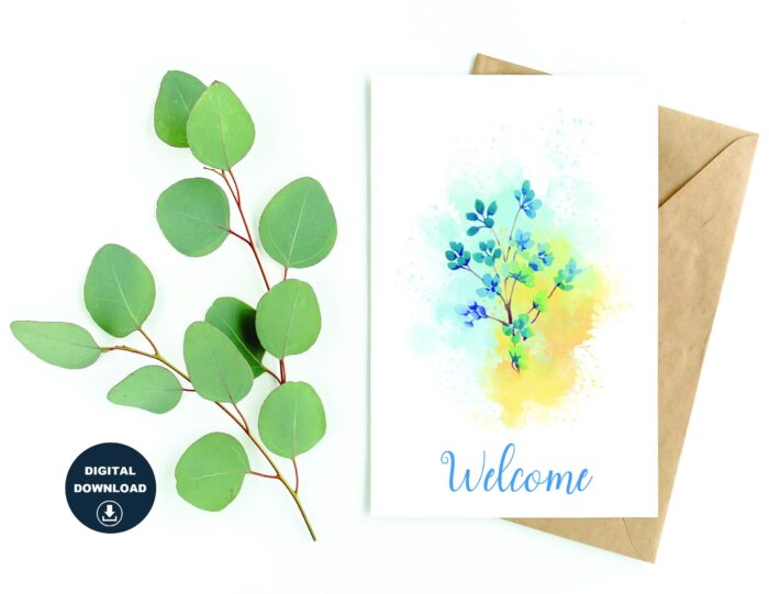 Printable Welcome Card Instant Download Blank Inside DIY Print At Home Card Welcome Co-worker Welcome Teacher Welcome Home Church Welcome