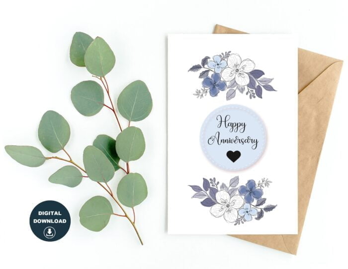 Printable Happy Anniversary Card For Him, Instant Download, Print At Home Greeting Card for Husband, Instant Download, DIY Card for Spouse