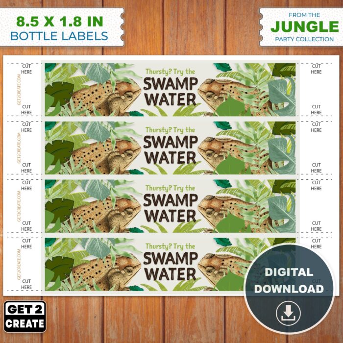 Kids Party Printable Water Bottle Labels Jungle Theme Birthday Party Decor Instant Download Kids Party Bottle Labels Print at Home DIY Party - Image 6