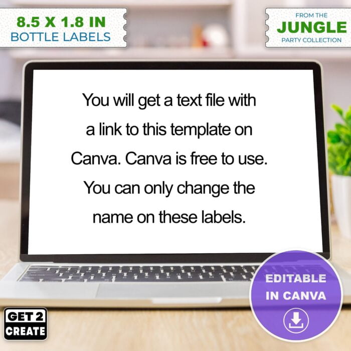 DIY Water Bottle Label Kids Party Editable Canva Template DIY Printable Kids Jungle Party Decor Bottle Label Personalize in Canva Edit Name - Image 5