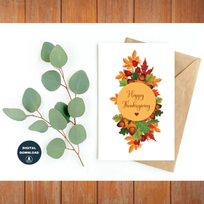 Set of 10 Thanksgiving Cards, Printable Cards, Instant Download, Blank Inside,  Last Minute - Print at Home Cards, Different Sizes Available