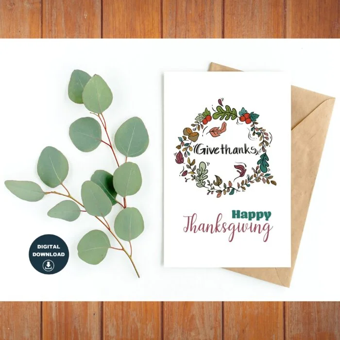 Set of 10 Thanksgiving Cards, Printable Cards, Instant Download, Blank Inside,  Last Minute - Print at Home Cards, Different Sizes Available - Image 7