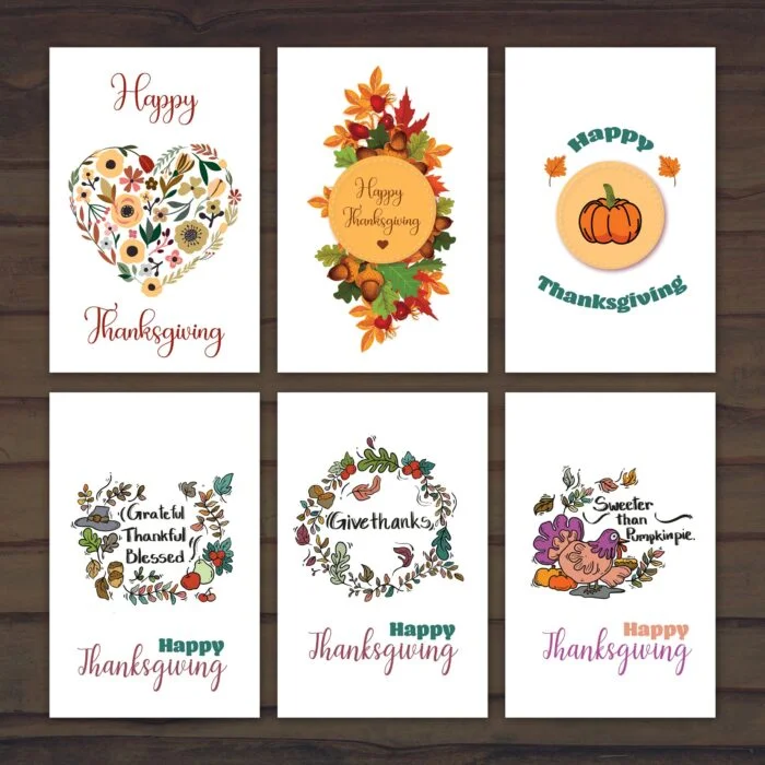 Set of 10 Thanksgiving Cards, Printable Cards, Instant Download, Blank Inside,  Last Minute - Print at Home Cards, Different Sizes Available - Image 4