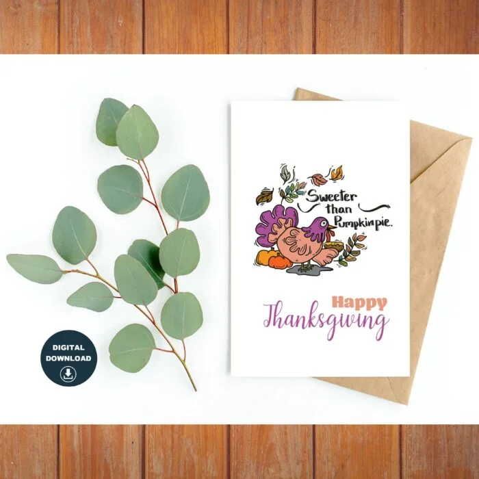 Set of 10 Thanksgiving Cards, Printable Cards, Instant Download, Blank Inside,  Last Minute - Print at Home Cards, Different Sizes Available - Image 6