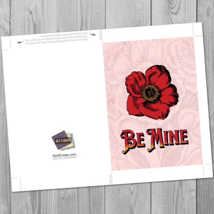 Valentine Printable Card Happy Valentines Day Printable Greeting Card for Her Valentine Card for Him Instant Download Card Print at Home 5x7 - Image 4