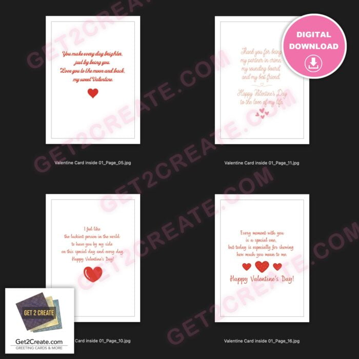 Valentine Card Sentiments for Card Inside Printable Valentines Day Sentiments for Greeting Cards Instant Download Inside of Card 5x7 inches - Image 6