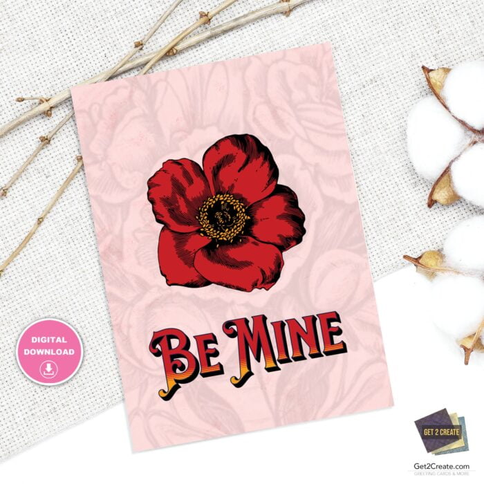 Valentine Printable Card Happy Valentines Day Printable Greeting Card for Her Valentine Card for Him Instant Download Card Print at Home 5x7 - Image 5