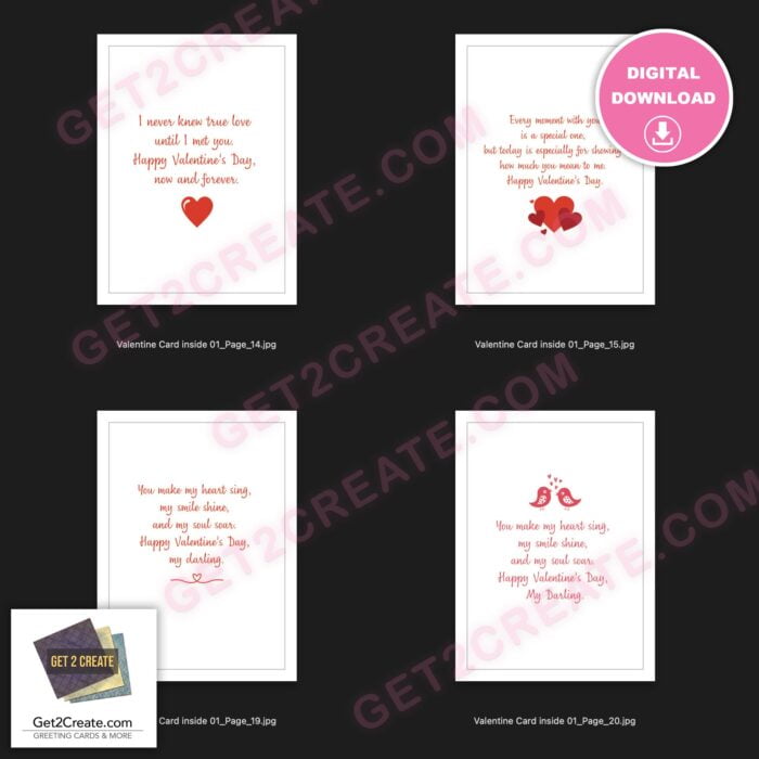 Valentine Card Sentiments for Card Inside Printable Valentines Day Sentiments for Greeting Cards Instant Download Inside of Card 5x7 inches - Image 8