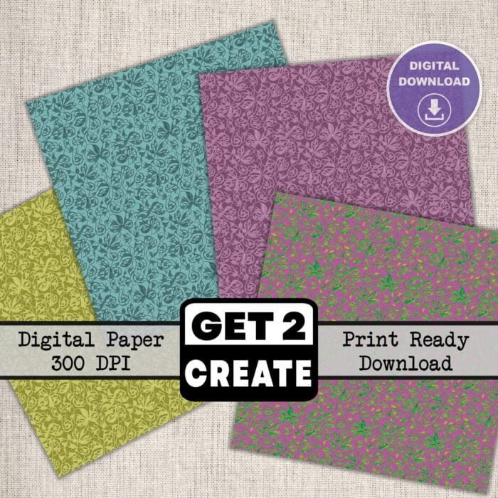 Abstract Flower Patterns Printable Digital Paper Pack 12x12 inch Scrapbook Pages Set of 12 Instant Download DIY Print At Home Commercial Use - Image 4