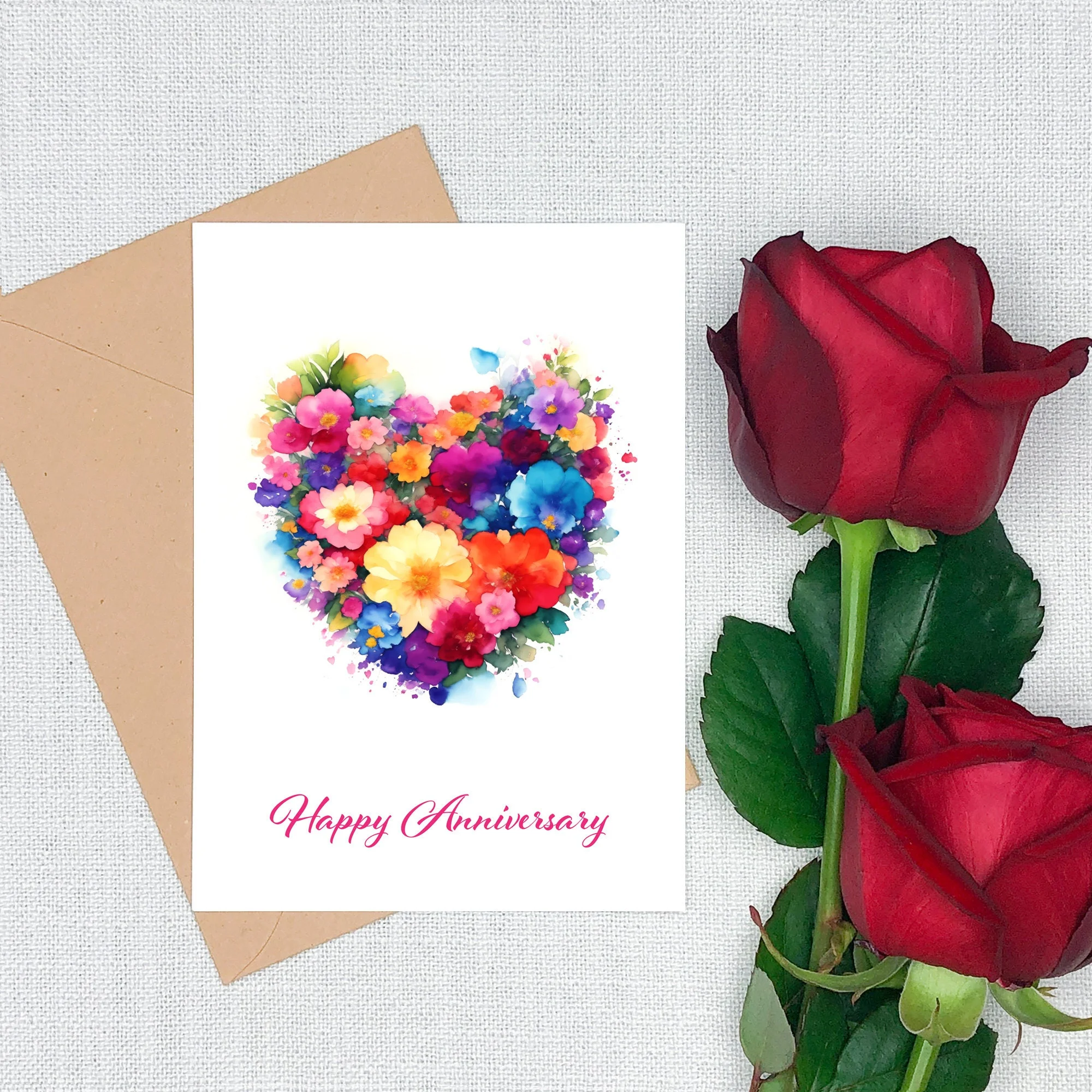 Anniversary Printable Card, Instant Download, Happy Anniversary, Blank Inside, 5"x7" Card, Print On Regular 8.5" x 11" Paper, Celebrate Love - Image 6